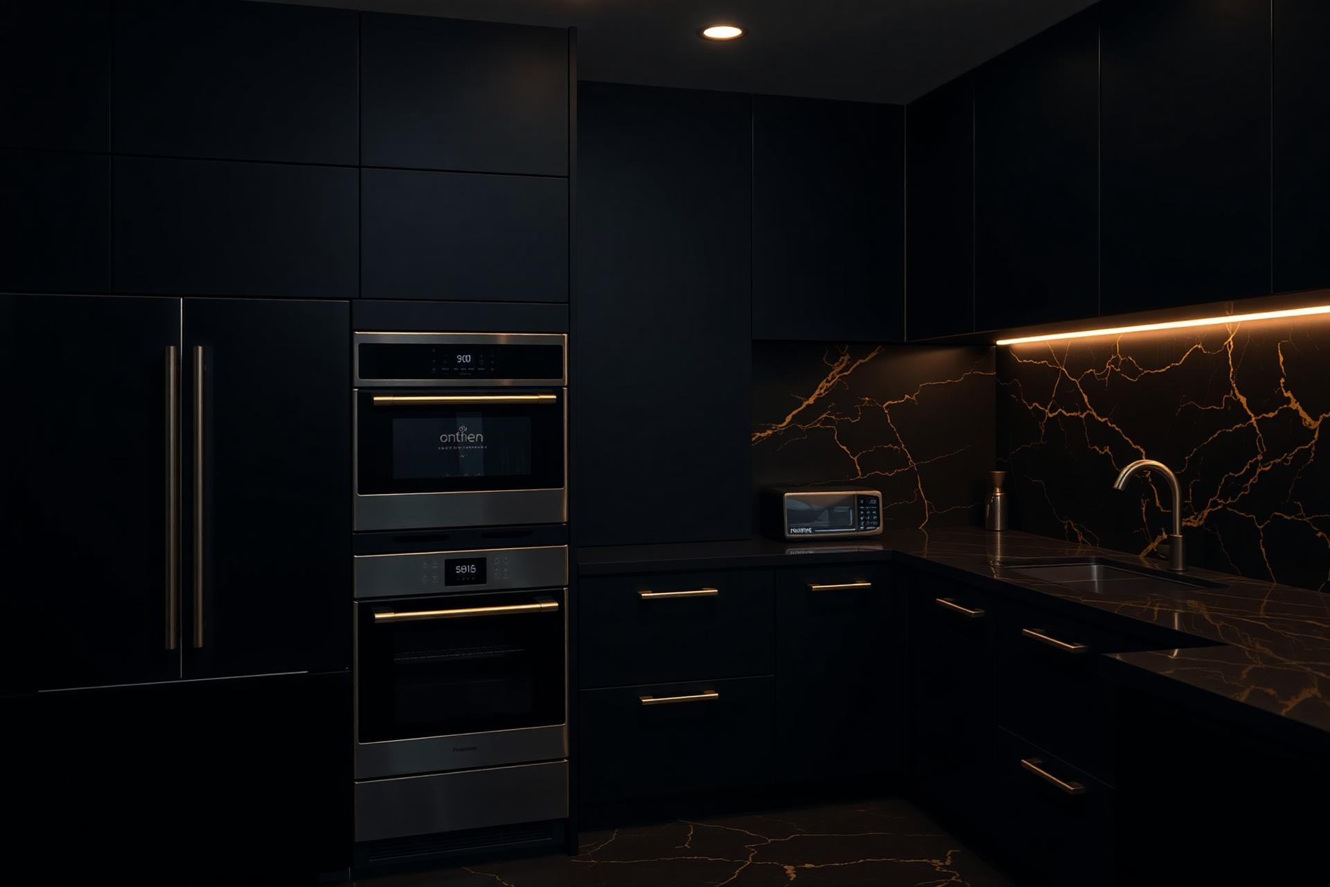 Luxury dark kitchen with premium appliances